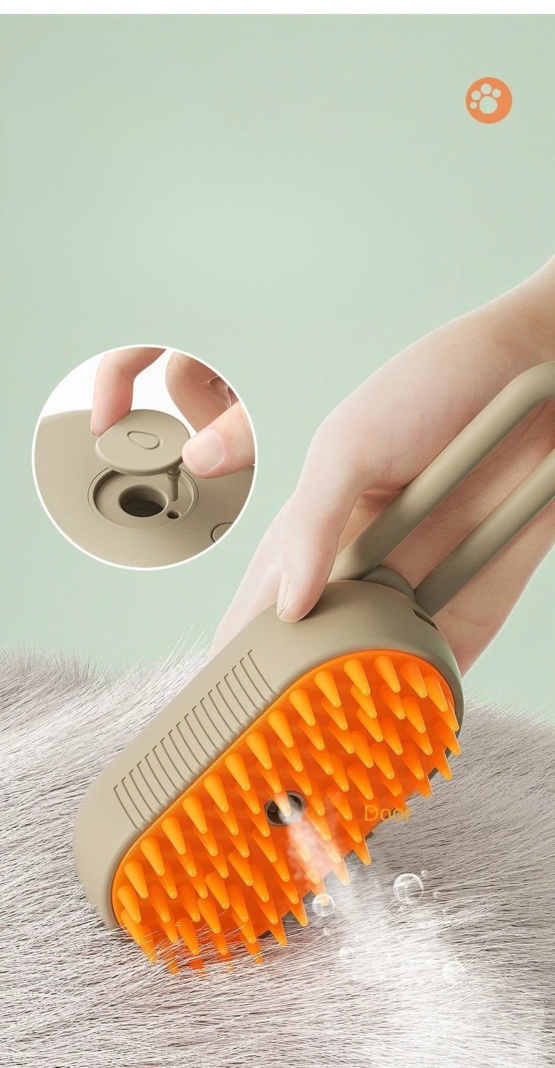 Escova a Vapor Cat Steamy Dog Brush 3 em 1