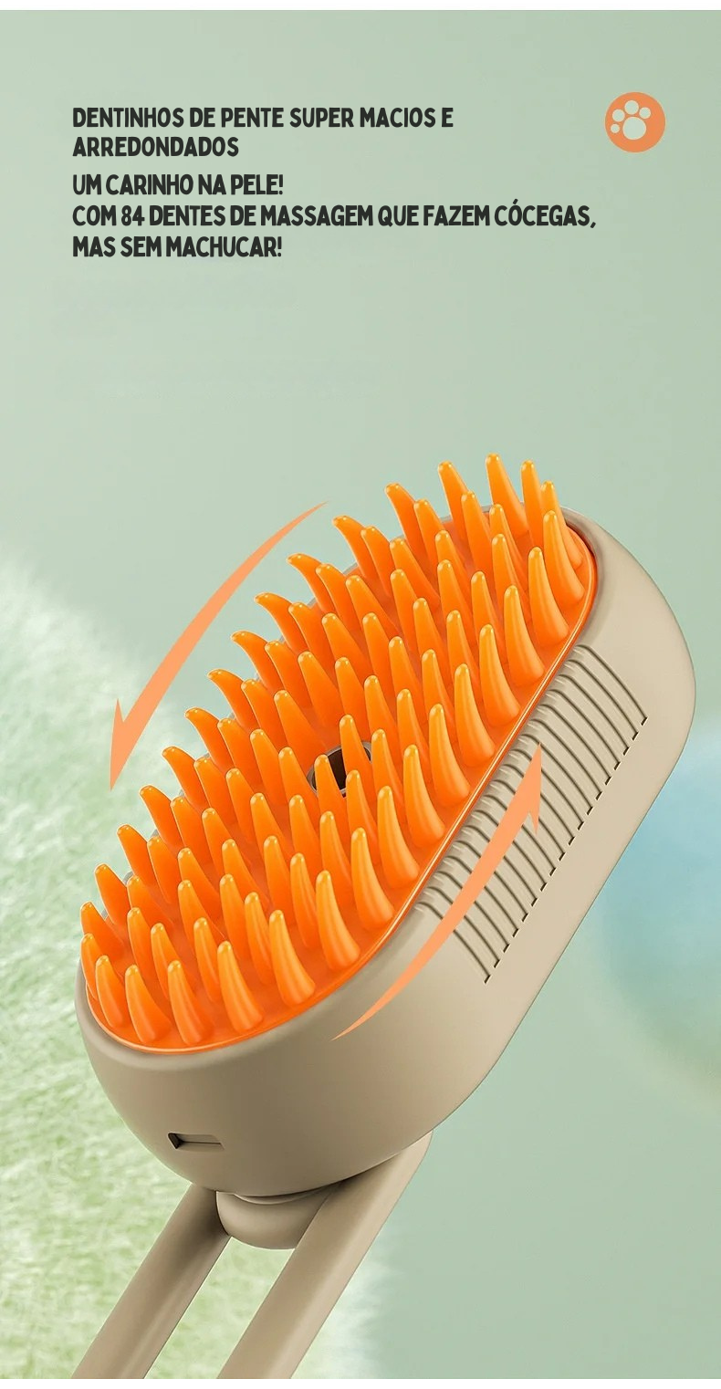 Escova a Vapor Cat Steamy Dog Brush 3 em 1